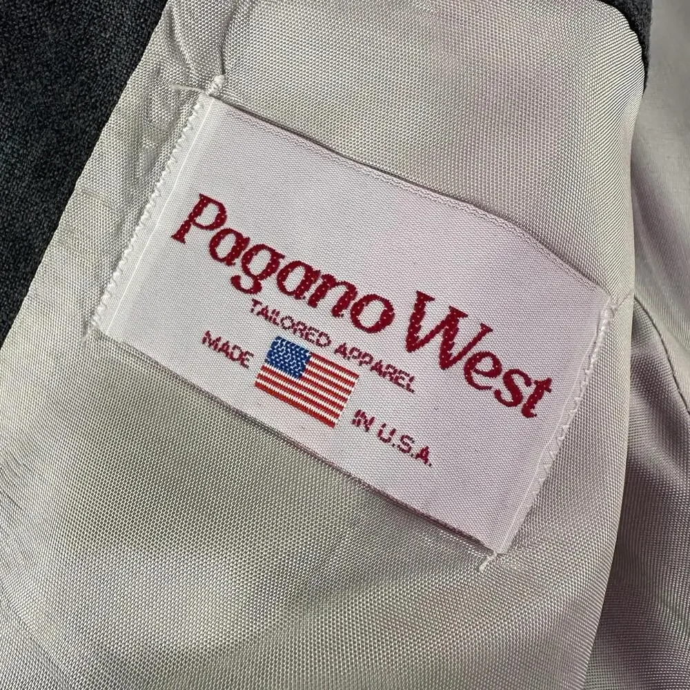 VTG Pagano West Suit Mens 42R Gray Tweed Wool Blend Striped 32" Waist NWT USA - Picture 4 of 16